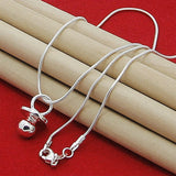 925 Sterling Silver Baby Pacifier Round Pendant Necklace