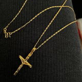 24k Plated Cross Necklace Women Men Couple Jewelry