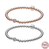 925 Sterling Silver Charm Bead Chain Bracelet for DIY Gift