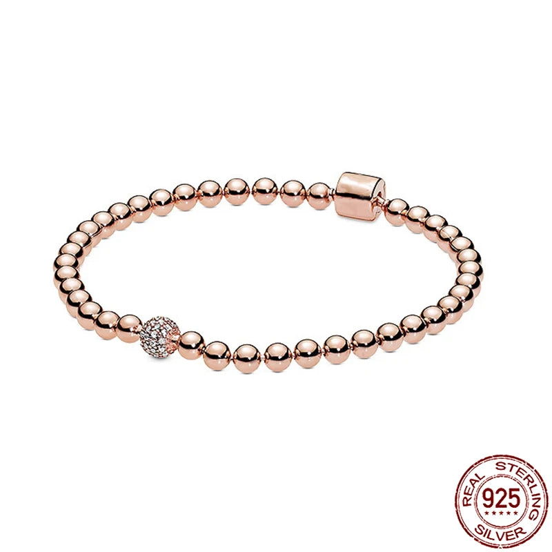 925 Silver Pentagram Heart Snake Chain Bracelet for Women DIY Jewelry Gift