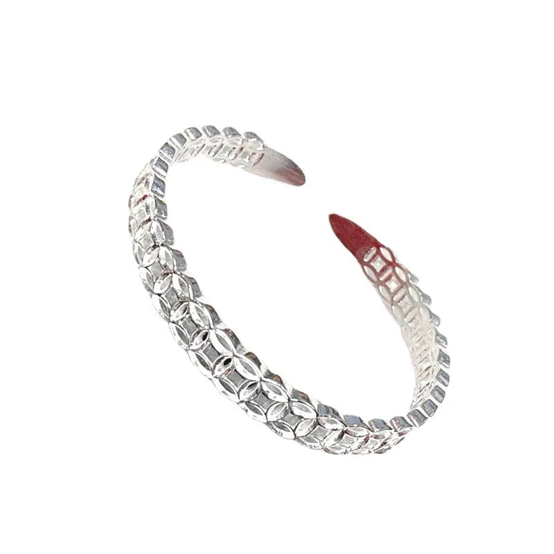S999 Sterling Silver Hollow Bracelet Ladies Open Bracelet Niche Birthday Gift