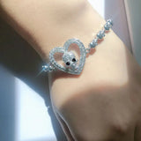 Heart Skull Bracelet Zircon Crystals Jewelry Gift