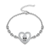 Heart Skull Bracelet Zircon Crystals Jewelry Gift