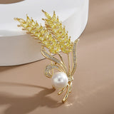 Diamond Wheat Brooch Pearl Corsage Silk Scarf Buckle Needle