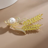 Diamond Wheat Brooch Pearl Corsage Silk Scarf Buckle Needle