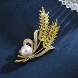 Diamond Wheat Brooch Pearl Corsage Silk Scarf Buckle Needle