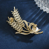 Diamond Wheat Brooch Pearl Corsage Silk Scarf Buckle Needle