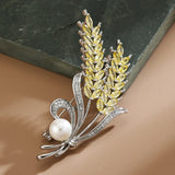 Diamond Wheat Brooch Pearl Corsage Silk Scarf Buckle Needle
