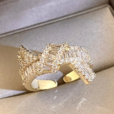 Flash Knuckles Zircon Ring 14K Plated Bridal Gift