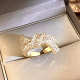 Flash Knuckles Zircon Ring 14K Plated Bridal Gift