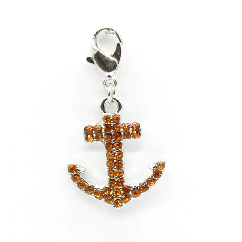 Rhinestone Multicolor Anchor Charms Dangle Lobster Clasp DIY Pendants
