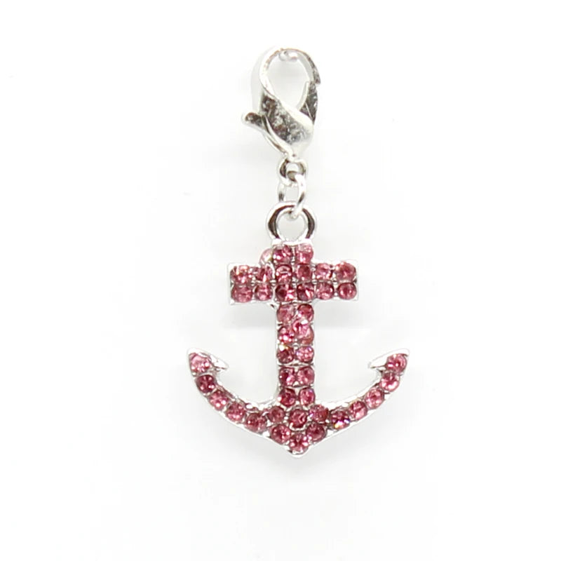 Rhinestone Multicolor Anchor Charms Dangle Lobster Clasp DIY Pendants