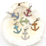 Rhinestone Multicolor Anchor Charms Dangle Lobster Clasp DIY Pendants