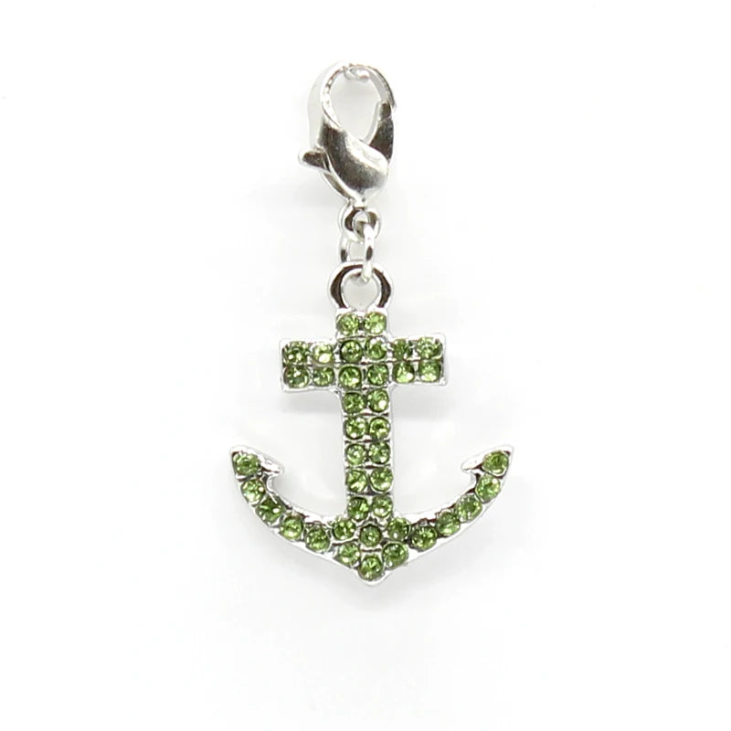 Rhinestone Multicolor Anchor Charms Dangle Lobster Clasp DIY Pendants