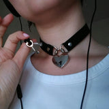 Gothic Punk Leather Choker Heart Necklace Rock Jewelry Gift