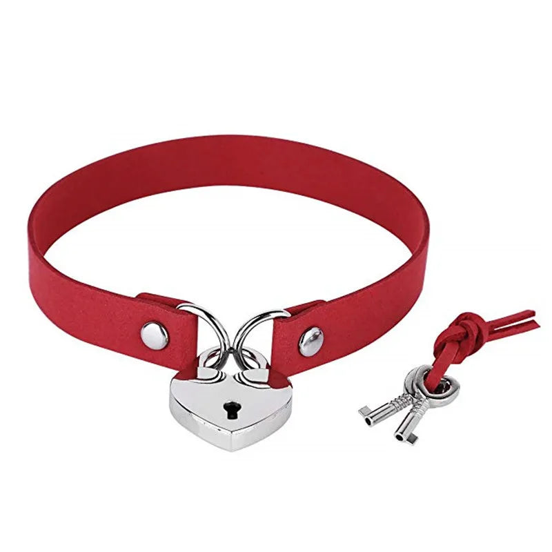 Gothic Punk Leather Choker Heart Necklace Rock Jewelry Gift