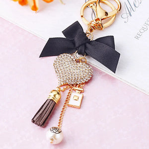 Heart Crystal Rhinestone Key Chain Holder Bag Pendant