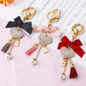 Heart Crystal Rhinestone Key Chain Holder Bag Pendant