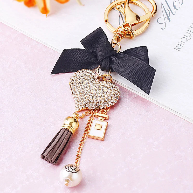 Heart Crystal Rhinestone Key Chain Holder Bag Pendant