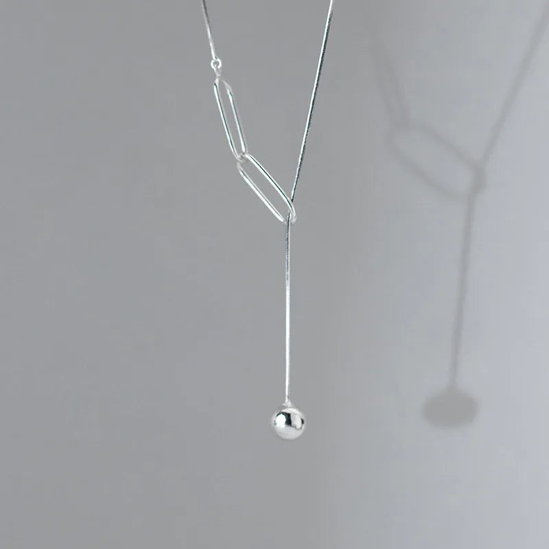 925 Silver Single Bead Oval Necklace Gift for Women