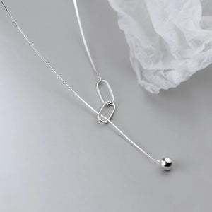 925 Silver Single Bead Oval Necklace Gift for Women