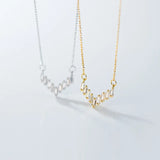 925 Silver Circle Diamond V Necklace for Her