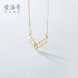925 Silver Circle Diamond V Necklace for Her