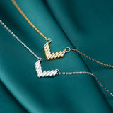 925 Silver Circle Diamond V Necklace for Her