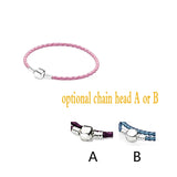 S925 Classic Flat/Round Head Leather Rope Bracelet DIY Jewelry
