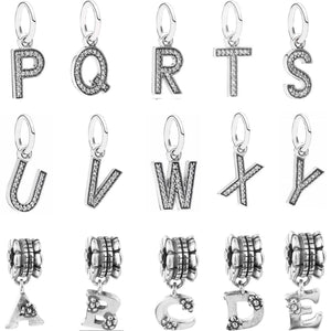 S925 Sterling Silver Zircon 26 Letters Series Pendant Accessories