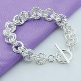 925 Silver Round Circles Bracelets Bangles Women Charm Jewelry Gift