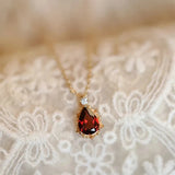 Silver Water Drop Ruby Necklace Pendant Charming Ladies Wedding Party Accessory