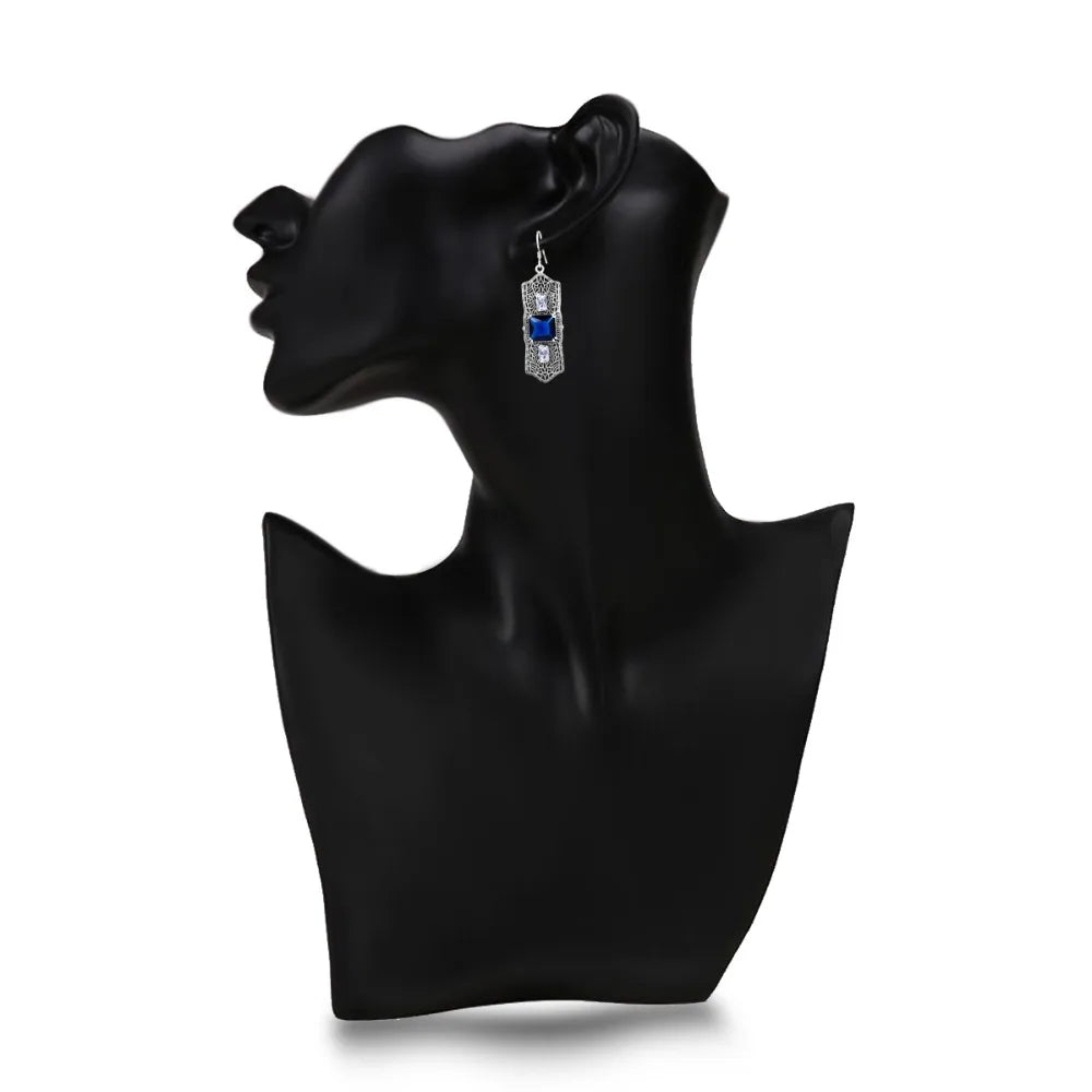Crystal Rhinestone Drop Earrings Vintage Style Jeweled Pendientes