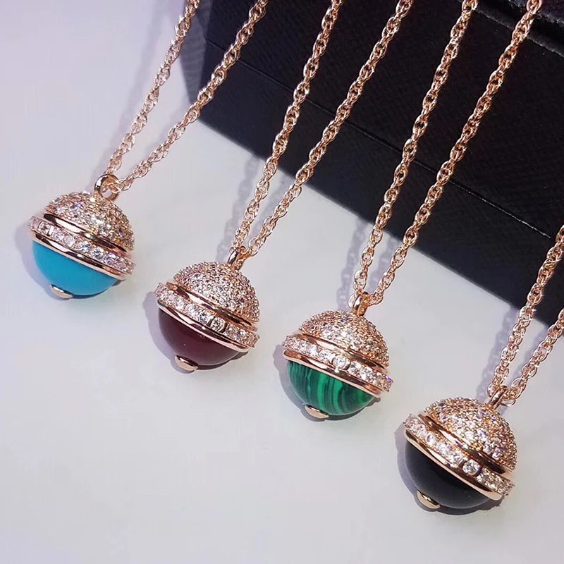 925 Sterling Silver Colorful Ball Rose Necklace Jewelry Party Jewelry