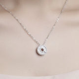 Round Zircon Cz Silver Pendant with Necklace for Women