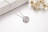 Round Zircon Cz Silver Pendant with Necklace for Women