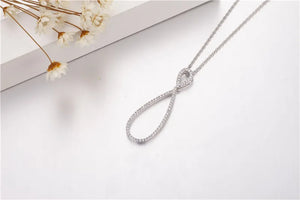 925 Silver Water Drop Pendant Necklace Cubic Zirconia Jewels
