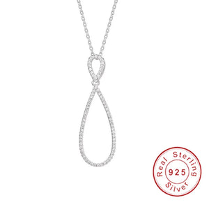 925 Silver Water Drop Pendant Necklace Cubic Zirconia Jewels