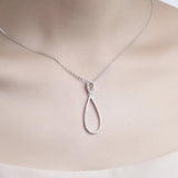 925 Silver Water Drop Pendant Necklace Cubic Zirconia Jewels
