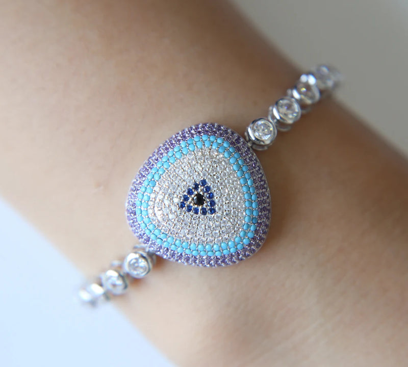 Sparkling CZ Crystals Charm Bracelet for Women - Thin String Bangle