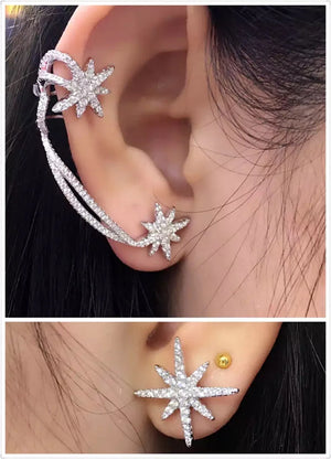 Lab Diamond Stud Earring Real 925 Sterling Silver Jewelry for Women