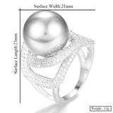 Square Cross Pearl Statement Rings for Women