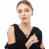 Crystal Clover 4 Leaf Heart Pendant Jewelry Set