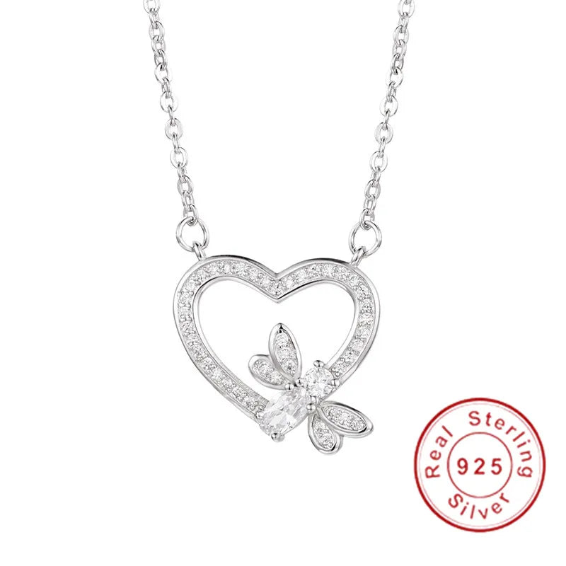 Heart Pendant 925 Sterling Silver Wedding Necklace for Women
