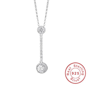 Ethnic 925 Silver Necklace Long Pendant Cubic Zircon Female Wedding Party Gift