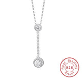 Ethnic 925 Silver Necklace Long Pendant Cubic Zircon Female Wedding Party Gift