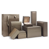 Golden PU Leather Jewelry Box with Shopping Bag & Certificate