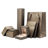 Golden PU Leather Jewelry Box with Shopping Bag & Certificate