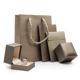 Golden PU Leather Jewelry Box with Shopping Bag & Certificate
