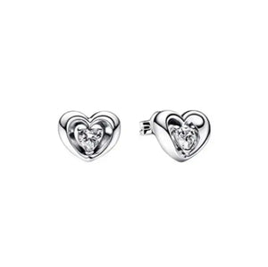 Heart Shaped Red Diamond Earrings - 925 Sterling Silver